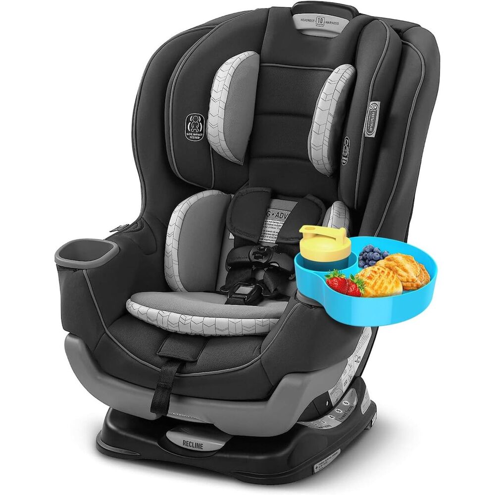 BLUE Kids Car Seat Snack Tray with Cup Holder for Travel, Stroller & Road Trips